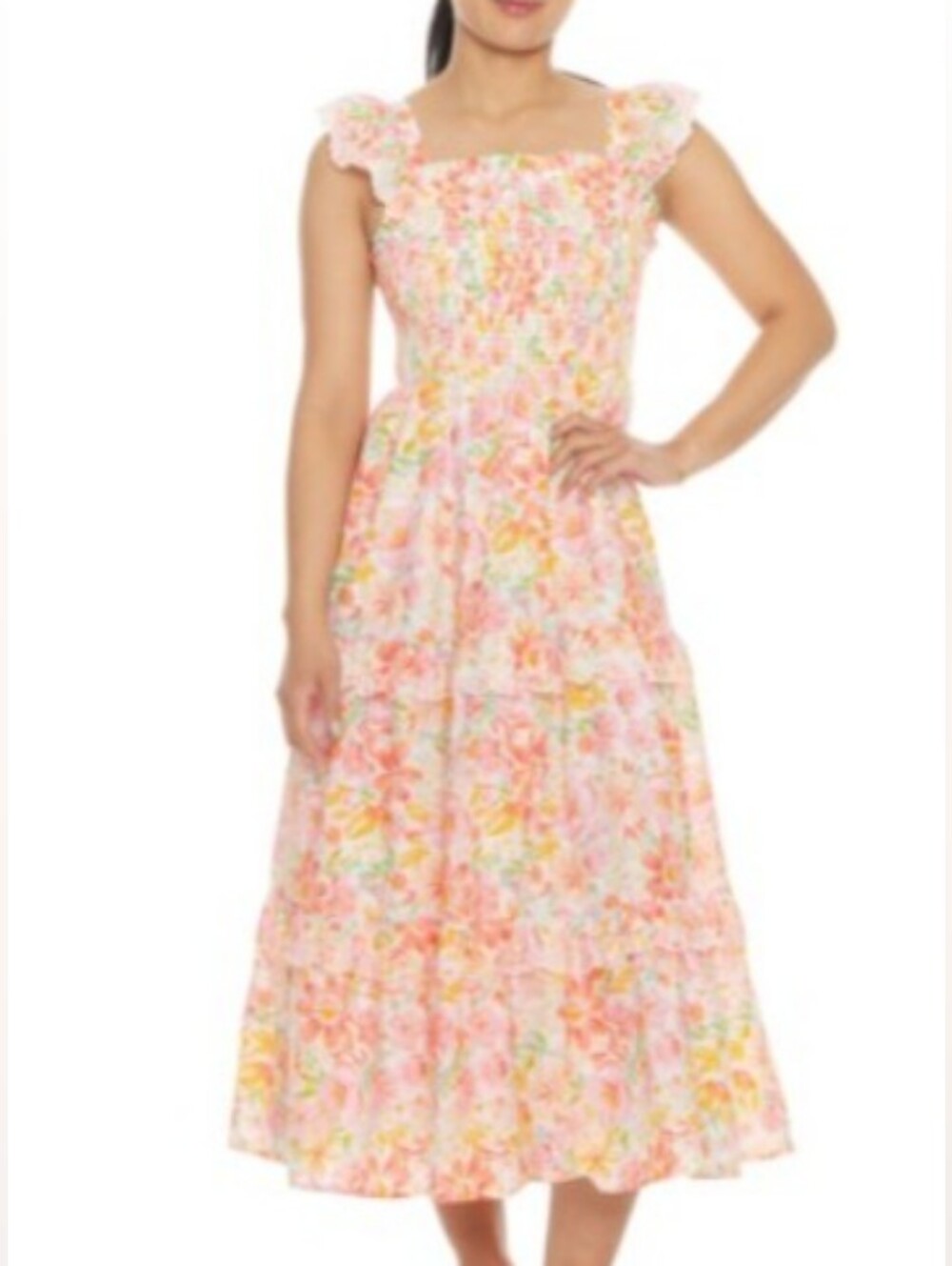 Haute Hippie Style Floral Print Midi Dress